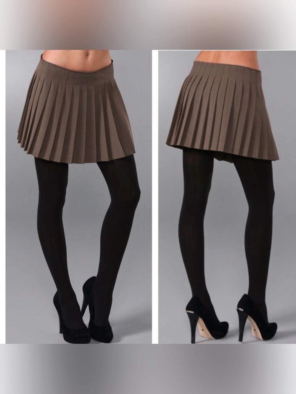 Theory Brown Pleated Mini Skirt Size 4 academia school girl designer neutral